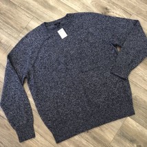 Men&#39;s J. Crew NEW Lambs Wool Blend Raglan Sweater Size L Deep Navy Blue ... - £25.51 GBP