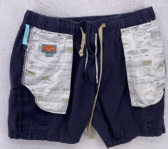 Tommy Bahama Shorts Mens Large Relax Cargo Shorts Blue Drawstring Cotton - $24.74