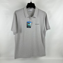 Columbia Men&#39;s Thistletown Hills Logo-Print Tech Polo Shirt Grey Heather-Large - £23.50 GBP