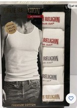 True Religion Mens Ribbed Tank Tops 5 Pack w/Logo Premium Cotton Size Large NEW - £22.34 GBP