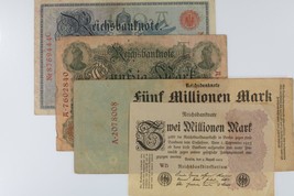 1908-1923 Alemania 4-Notes Moneda Juego Alemán Empire &amp; Entre República Billetes - £39.14 GBP