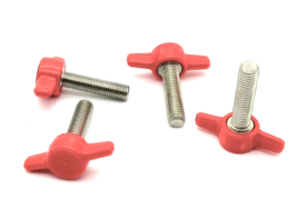 1/4&quot; X 1&quot; Thumb Screws  Red Tee Wing Bolt  Delrin Head, 818 SS  4 per package - £8.99 GBP