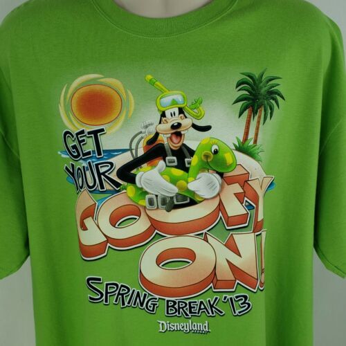 Primary image for Disneyland Goofy T Shirt 2XL XXL Tee Spring Break '13 Green Get Your Goofy On