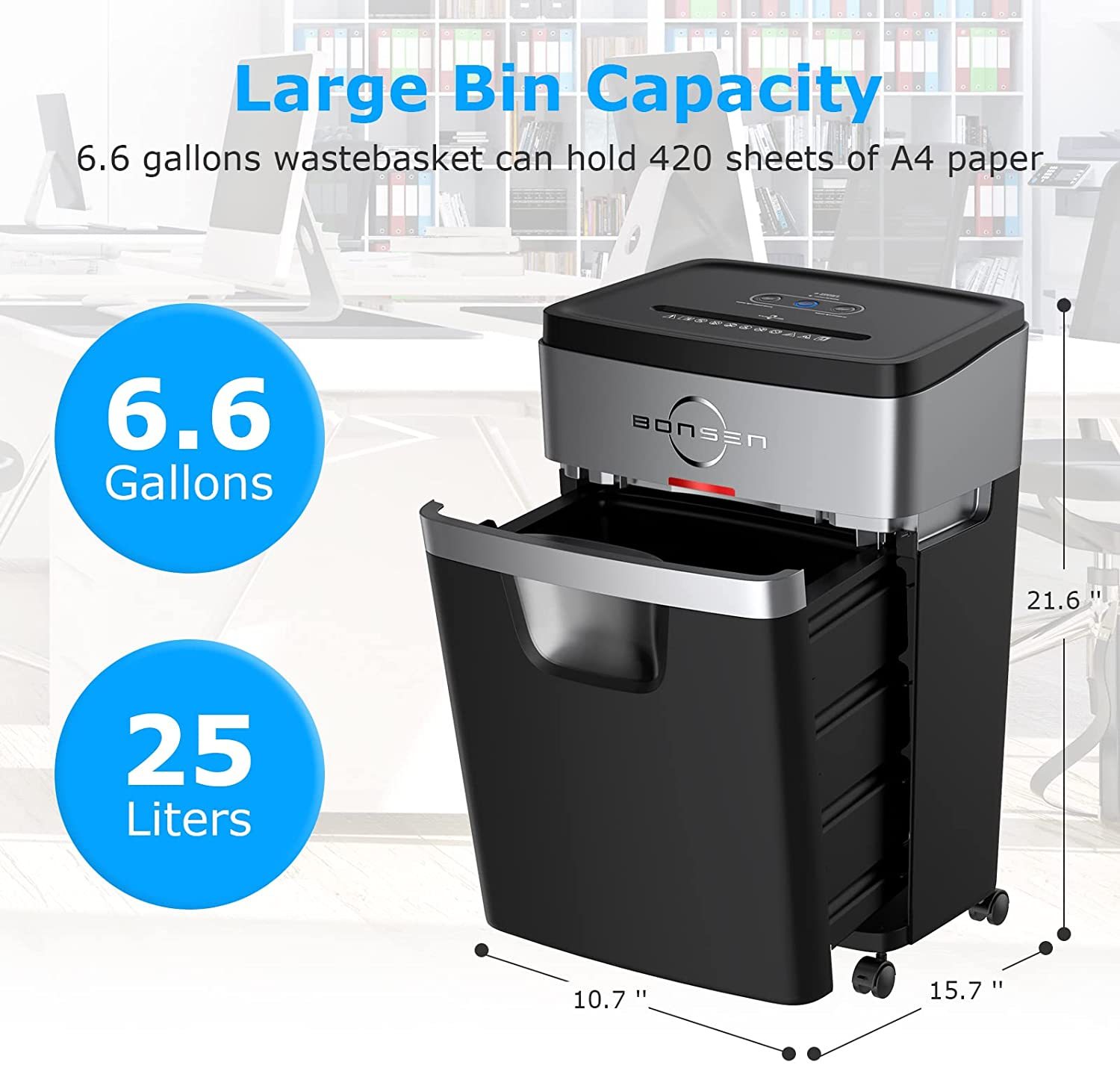 Primary image for BONSEN 18-Sheet Paper Shredder Quiet Shredder 6.6 Gallons Pullout Basket (S3104)