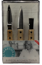 Martha Stuwart 3 Piece Kitchen Tools Riveted Wood Handles - Stainless Steel New - £12.04 GBP