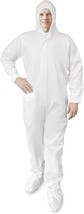 White Hazmat Suits, X-Large - 5 Pack, Waterproof Disposable Coveralls with Hood - £33.04 GBP