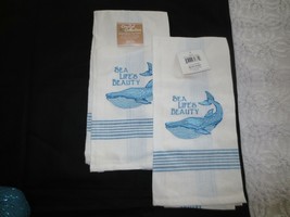 2 NWT Kay Dee COASTAL COLLECTION Sea Life&#39;s Beauty COTTON TOWELS - S. Wi... - £14.22 GBP