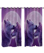 Wild Animals Purple Moon Loving Wolves Curtain - $78.00 CAD+