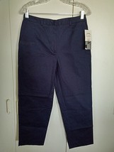 Hw New York Ladies Cropped Navy Stretch PANTS-10-NWT-$25-COTTON/SPANDEX-COMFY - £4.72 GBP