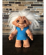 Vtg Thomas Dam 1977 Troll 7” Doll Denmark Blue Dress Crazy White Hair - £84.47 GBP