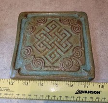 Terracotta clay embossed wall tile 5.5&quot;x5.5&quot; Vintage Antique hand made see pics - £31.50 GBP