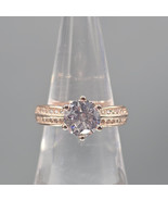 Rose Gold Tone Solitaire CZ Engagement Ring Work Travel Replacement Sz 7 - $466.07 MXN