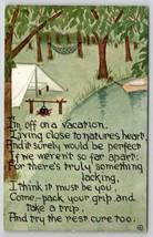 Camping Scene Vaction Poem To Meredeth NH Postcard A37 - £7.44 GBP