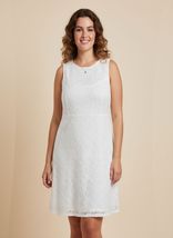 Women Mini Dress Bar III Plus Size Sleeveless Lace Mini Dress Size 1X Ivory - $22.74