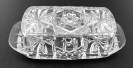 Anchor Hocking Star of David Design Covered Butter Dish Cut Clear Glass - £15.14 GBP