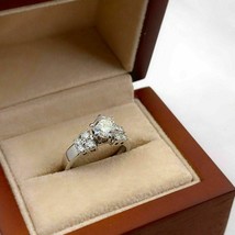 2.15Ct White Round Cut Diamond Designer Engagement Ring in Solid 14k White Gold - £212.90 GBP