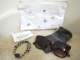 Ann Taylor Loft Sunglasses + Bracelet In Makeup Bag $75 Value &quot; Loft Promo &quot; New - £17.76 GBP