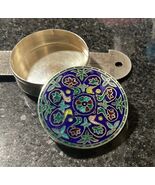 925 Sterling Silver &amp; Ornate Enamel Design 25 Grams Tight Lid 2” Dia. Pi... - $112.61 CAD