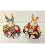 Bunny Rabbit Couple Flower Gardeners Vintage Resin Figurines Prepping Fo... - $278.40 MXN