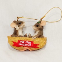 Our First Christmas Mice Peanut Shell Charming Tails Christmas Ornament 2&quot; Mouse - £25.49 GBP