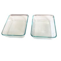 2 Pyrex Clear 8x6x2 Casseroles 6 cup 1.5L Baking Dish #7211 No Lid Green... - £18.37 GBP