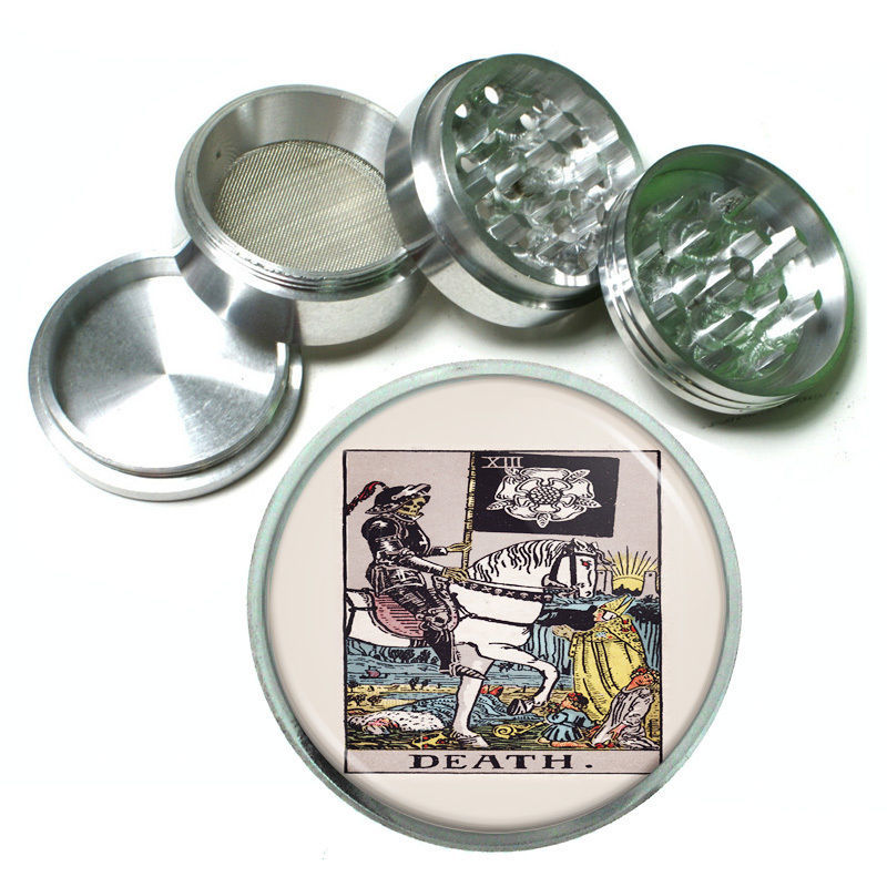 Tarot Card D14 Aluminum Herb Grinder 2.5&quot; 63mm 4 Piece XIII Death - $16.78