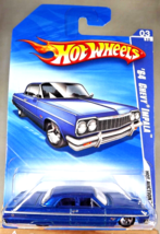 2010 Hot Wheels #161 Hot Auction 3/10 &#39;64 CHEVY IMPALA Blue w/Chrome 5 Spokes - £15.77 GBP