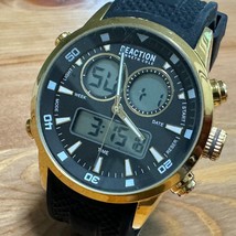 Reaction Analog Digital Quartz Watch Men 30m Gold Tone Alarm Chrono New Battery - £26.97 GBP