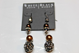 White House Black Market French Wire Metallic Dangle Earrings Rhinestone... - £13.96 GBP