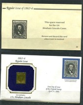 USA Gold Replica (22 kt surface) Original stamp 1866 15c Abraham Lincoln  9931 - £3.95 GBP