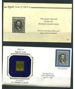 USA Gold Replica (22 kt surface) Original stamp 1866 15c Abraham Lincoln... - £3.87 GBP