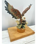 Vintage American Bald Eagle Mounted Sculpture Statue Resin Bird On Wood ... - £38.94 GBP