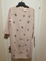 NWT Chico’s ¾-Sleeve Crystal Jewel Embellished Dress, Blush, Size 1. 5(US 10) - £38.98 GBP