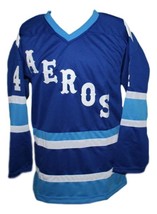 Any Name Number Aeros Retro Wha Hockey Jersey Howe Blue Any Size image 4