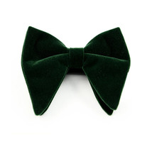 Dark Green Plain Velvet Bow Ties - $18.99