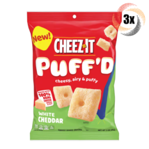 3x Bag Cheez-It Puff&#39;d White Cheddar Flavor Baked Snack 3oz Cheesy, Airy &amp; Puffy - £11.72 GBP