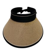 Women’s Wide Brim Straw Sun Visor Hat Black Trim Adjustable Golf Tennis ... - $373.88 MXN