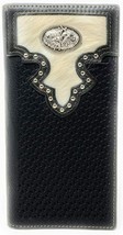 Western Men&#39;s Cow Fur Genuine Leather Basketweave Rodeo Bifold Wallet in 2 Color - £23.97 GBP