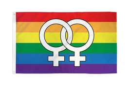 Double Venus Large Rainbow Flag Gay Pride Lesbian LGBT 3x5 Polyester - £11.67 GBP