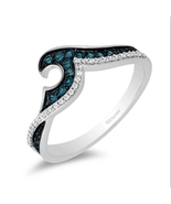 Enchanted Disney with 1/4 CTTW Blue and White Diamond Moana Wave Wedding Ring - $80.80