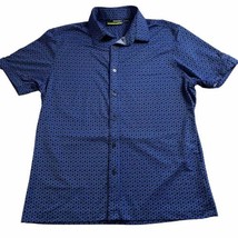 Murano Performance Shirt  Men&#39;s Large Slim Fit Short Sleeve Blue Button ... - £10.89 GBP