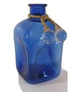 Vintage COBALT BLUE SQUARE Glass BOTTLE Beverage Decanter Barware Vase N... - $55.85 CAD