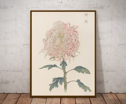 Japanese Wall Art Print, A Chrysanthemum, Floral Illustration, Poster and Canvas - £9.48 GBP+