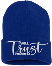 Jesus Christ Winter Beanie Hat I Will Trust In The Lord Embroidered Winter Hat - $21.99