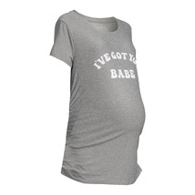 Time and Tru Women&#39;s Maternity Graphic T-Shirt, Gray Size L(12-14) - £12.40 GBP