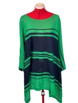 Linen Poncho Sweater Top Ralph Lauren Jeans Co Green Navy Stripe One Siz... - £31.64 GBP