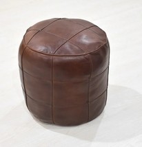 Comfy Pouf Ottoman , round , leather seat , foot rest , stool , extra seating ,  - £231.81 GBP
