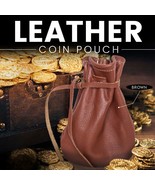 Drawstring Bag Genuine Leather Wallet Coin Pouch Case Purse For Men &amp; Women - $278.94 MXN