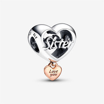 S925 Sterling Silver Love You Sister Heart Charm,Birthday  Gift,Gift for... - $13.99