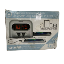 SHARP Digital Alarm Clock with 2 AMP USB Charging Ports Electric Battery... - $8.99